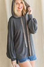 Load image into Gallery viewer, Leopard Drawstring Hoodie - Charcoal
