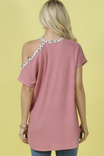 Load image into Gallery viewer, Mauve Waffle Open Shoulder Top
